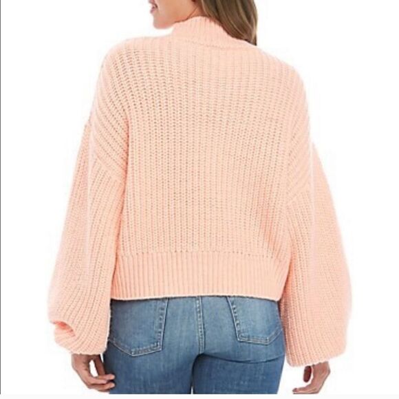 KAARI Blue  Women's Orange Cable Knit Mock Neck Sweater Sz Medium - Picture 2 of 9